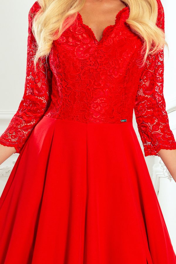 koronkowa sukienka maxi czerwona