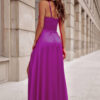 fioletowa sukienka satynowa