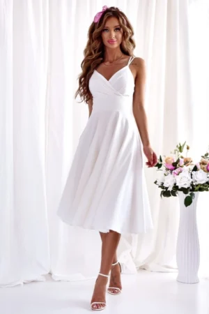 Sukienka midi na ramiączkach ecru