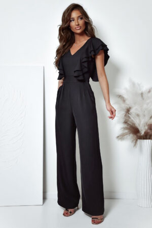 Elegancki kombinezon czarny - Falbana