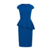 Elegancka sukienka midi z baskinką - chabrowa - 192-7-8