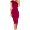 Tamara elegancka sukienka midi z paskiem - bordowa - 301-4-6