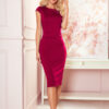 Tamara elegancka sukienka midi z paskiem - bordowa - 301-4-3