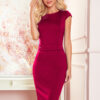 Tamara elegancka sukienka midi z paskiem - bordowa - 301-4-1